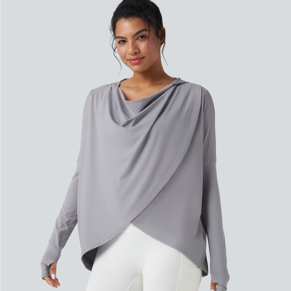 NWT HALARA Hooded Cowl Neck Long Sleeve